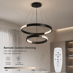 Modern Metal Ring Chandelier Dimmable Remote Tricolor Led For Dining Room Living Room Restaurant Hotel Indoor Home <b>Decor</b> - Product Image 4