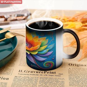 Eco Friendly Biodegradable <b>Ceramic</b> Mug Frosted Black 11oz Heat Sensitive Tea Coffee <b>Cup</b> - Product Image 5