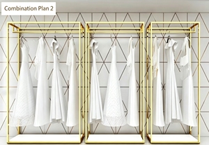 ขายชั้นวางชุดแต่งงาน, ชั้นวางโชว์สินค้าระดับไฮเอนด์, ชั้นวางชุดแบบตั้งพื้นสีทองสำหรับสตูดิโอถ่ายภาพ - Product Image 5