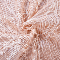 Tissu en dentelle de mariage en maille extensible 100 % polyester avec broderie et pompons, uni et transparent, pour robe de fée - Vente en gros