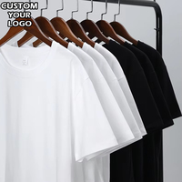 T-shirt personnalisé de luxe à col rond, 100% coton, tissu tricoté épais, style formel, design uni, coupe ample unisexe