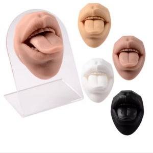 <b>Silicone</b> Tongue Mouth Model with Stand Piercing Practice Jewelry Display Tool for Body Piercing Shop - Product Image 1