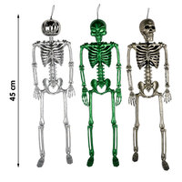 Décorations d'Halloween Squelette Métallique Suspendu 45cm Articulations Mobiles Matière Plastique Ornements Citrouille Alien Humain pour une ambiance effrayante