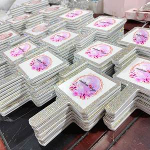 Makeup <b>Mirror</b> Wholesale Make Heart Handheld <b>Mirror</b> Bling Diamond Rhinestone Personalized pink Pocket butterfly Hand <b>Mirror</b> - Product Image 6