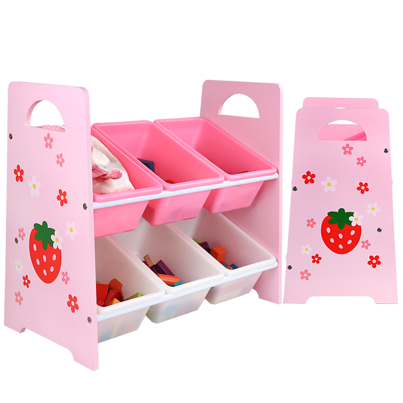 Educational strawberry storage shelf wooden shelf children's display shelf educational toys teaching AIDS