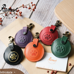 Porte-clés GSC avec empreintes de pattes d'animaux, étui rond pour clés, pendentif, porte-clés durable en cuir PU - Product Image 2