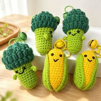 Pendentifs en laine faits main au crochet en forme de légumes : Adorables maïs et brocoli personnalisés, breloques de sac et petits ornements cadeaux