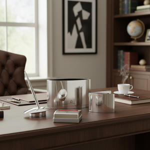 Set da Scrivania Ferruccio 4 Pezzi Accessori per Ufficio di Lusso in Metallo Design Elegante - Product Image 3