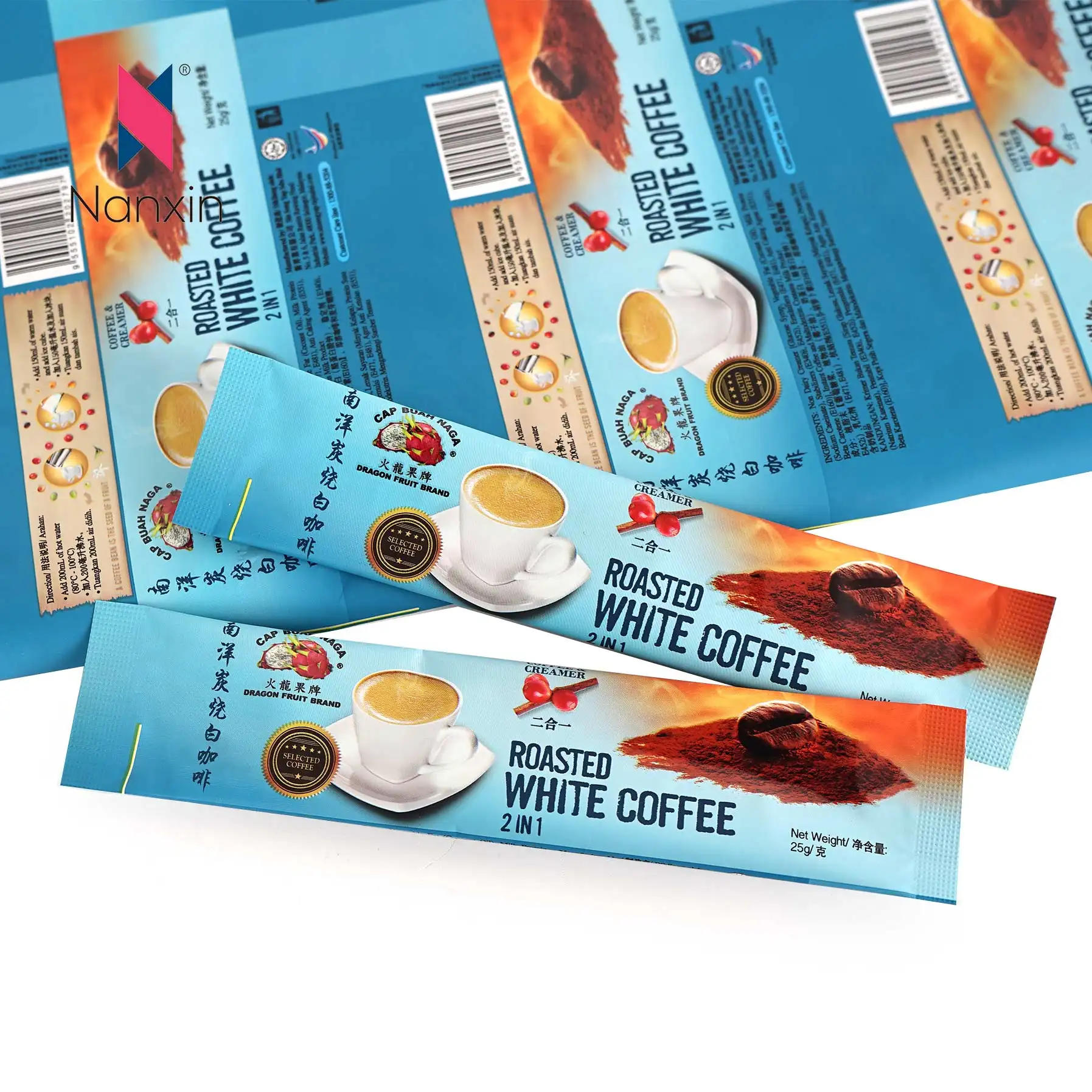 कस्टम मुद्रित खाद्य ग्रेड तत्काल कॉफी प्लास्टिक लैमिनेटेड पैकेजिंग रोल फिल्म पैकेज के लिए