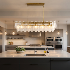 Lámpara de Techo Nórdica Moderna, Lámpara Colgante LED Rectangular de Cobre <span class=keywords><strong>Vintage</strong></span> con Cristal Esmerilado, para Comedor y Cocina, Venta al Por Mayor - Product Image 1