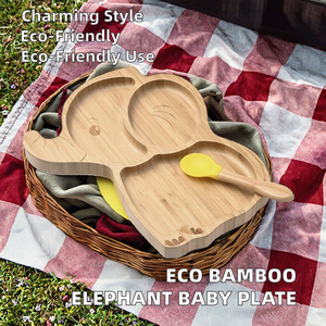 Plateau de petit-déjeuner de plateau de nourriture d'aspiration de bébé en bambou en forme d'animal adorable de haute qualité - Product Image 4