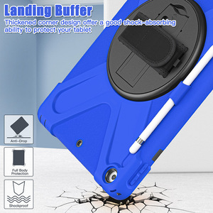 Đối Với iPad 10.2 9th 2021 Màu Sắc Nặng Nề <span class=keywords><strong>Silicone</strong></span> Chống Rơi Vỏ Máy Tính Bảng Gồ Ghề Với Dây Đeo Tay 360 Xoay Đế Gập - Product Image 2