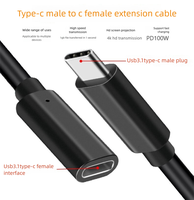 Cable de Extensión USB 3.1 Tipo-C Macho/Hembra, 10 Gbps, PD 100 W, 5 A, Carga Rápida, 4K/60 Hz, Revestimiento de PVC Blindado, para Auriculares de Computadora IOS