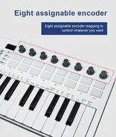 Mini Controlador MIDI USB de 2 Canales M-VAVE SMK-25 II con Teclado de 25 Teclas, 16 Pads de Batería RGB, Perillas y Software de Música Incluido 8-Pads