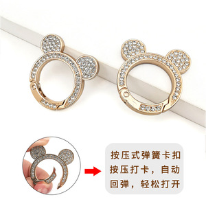 Boucle à ressort en strass en alliage de zinc pour sac à main femme, accessoire de charme, sertissage en argent 800, cadeau - Product Image 4