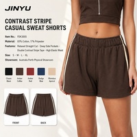 Shorts de survêtement décontractés à coupe droite pour femme, avec poches latérales profondes, double bande contrastante, couleur ambre café, pour le yoga, non toxique, vente en gros