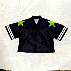 Maillot unisexe personnalisé respirant à col en V, manches courtes, coupe ample et carrée, en maille unie 100 % polyester 180g avec bretelles réglables - Product Image 1