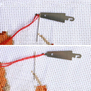 Stainless Steel Needle Threader, Metal Hook DIY Tool Craft Needlework Tool <b>Set</b> Needle Threader - Product Image 4