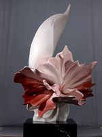 Sculpture d'art abstrait floral en résine décorative pour jardin extérieur, taille et forme personnalisées, technique de peinture