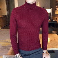 Pull Pull Hiver Chaud Pulls à Col Roulé Casual Slim Knit Pull pour Hommes