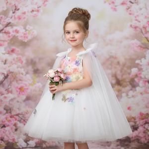 Abito da Principessa di Lusso per Bambine, Nuovo Stile con Applicazioni, Senza Maniche, Vestito <span class=keywords><strong>Bianco</strong></span> da Cerimonia per Bambine, <span class=keywords><strong>Tutu</strong></span> per Feste di Compleanno - Product Image 1
