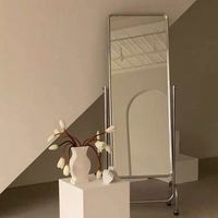 Miroir sur pied mobile pleine longueur en acier inoxydable argenté moderne 2025 – Vente en gros, personnalisable, tendance, pour usage domestique quotidien