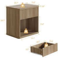 Ensemble de 2 tables de chevet en bois brun rustique, durables, de style moderne du milieu du siècle, avec 2 tiroirs de rangement, meubles de chambre à coucher pour la maison et le bureau