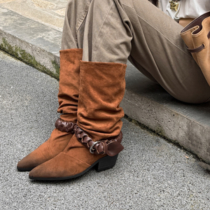 Nuovi <span class=keywords><strong>Stivali</strong></span> da Cowboy da Donna 2026, Design con Cinturino Arricciato, Stile Western, Altezza Media, Disponibili in Stock, Quantità Minima Bassa - Product Image 5