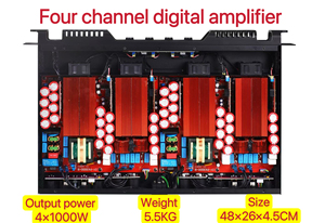 Nouvelle vente flash - Amplificateur numérique 1U 4*1000W - Système stéréo 4 canaux - Amplificateur de puissance audio de classe D - Product Image 3