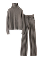 Nouvelle Collection 2026 : Ensembles Pulls Femme 2 Pièces Automne Hiver – Tricot Chunky Décontracté et Confortable en Cachemire et Laine, Pantalon Ample et Hauts en Cachemire