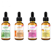 Sérum 99% à l'aloe Vera, marque privée, carotte d'escargot et œufs, kit blanchissant pour le visage, avec vitamine E et collagène, offre spéciale