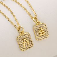 Pendentif en laiton avec zircon cubique, alphabet A-Z, lettre initiale carrée en zircon cubique pour collier, bracelet, fabrication de bijoux DIY