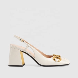 Chaussures à talons hauts pour femmes, modèle 2023, qualité supérieure, luxe, personnalisées, avec boucle Horsebit, bout <span class=keywords><strong>carré</strong></span>, couleur <span class=keywords><strong>blanche</strong></span> - Product Image 2