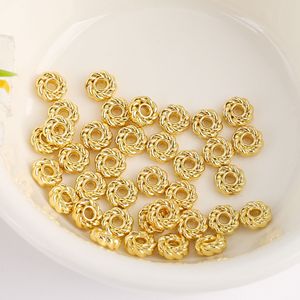Twisted Gold Spacer <b>Beads</b> 5X2X1.5mm Round DIY Jewelry Making Components for Necklaces Bracelets Chains Wholesale - Product Image 1