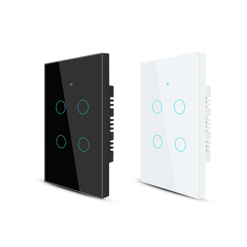 Tuya Home Kit 4 Gang Live y Zero Line Control remoto Wifi Smart Touch Light Interruptor de pared