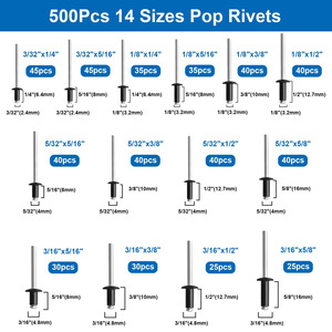 780pcs Aluminum Blind Rivets M2.4 M3.2 M4 M4.8 With Washer For Construction Industry - Product Image 3