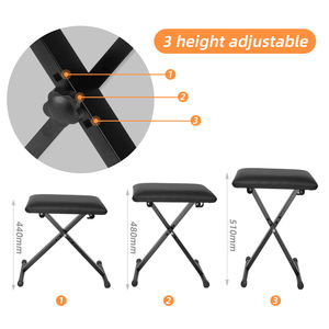 <span class=keywords><strong>Banc</strong></span> <span class=keywords><strong>de</strong></span> piano pliable Hidelok - Tabouret <span class=keywords><strong>de</strong></span> <span class=keywords><strong>clavier</strong></span> à cadre en X réglable en hauteur sur 3 niveaux pour musiciens - Product Image 6