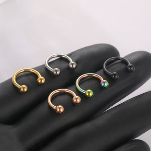 Anneau <span class=keywords><strong>fer</strong></span> à <span class=keywords><strong>cheval</strong></span> en titane de qualité implantable, anneaux de septum nasal, anneaux circulaires à pointes, bijoux de piercing corporel pour cartilage d'oreille et <span class=keywords><strong>tragus</strong></span> - Product Image 2
