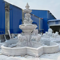 Fontaine d'eau en marbre blanc avec lions, décoration de jardin, fontaine extérieure moderne de grande taille, personnalisée BLVE
