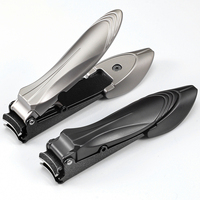 Focstar Nouveau Coupe-ongles anti-éclaboussures en acier inoxydable à lame incurvée et tranchante, grande taille, portable, à ouverture large pour ongles épais des doigts et des orteils