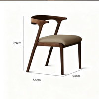 Chaise de salle à manger en bois massif, structure en noyer, coussin en cuir, style nordique, pour la maison et les restaurants
