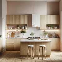 Projet de maison personnalisé îlot de cuisine en bois cuisine moderne Design rangement meubles de cuisine armoires