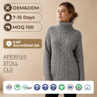 Pull en tricot personnalisé style Old Money pour femme, col roulé en laine et viscose