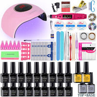 Kit de vernis à ongles en gel avec lampe UV 120W, sécheuse à ongles, couche de finition, décorations pour ongles, outils de manucure