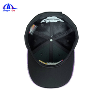 Casquette de baseball de course personnalisée avec broderie 3D, noire, avec visière imprimée par sublimation et passepoil violet, style Dad Hat, souvenir d'événement