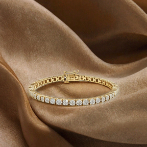 กำไลข้อมือเพชร VLOVE Lab Grown Diamond แบบ 4 ขา ขนาด 3 มม. ยาว 7 นิ้ว ทองคำแท้ 14K สีเหลือง สำหรับทั้งชายและหญิง  งานสั่งทำพิเศษ พร้อมใบรับรอง - Product Image 3