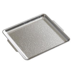 Stainless Steel Square Embossed Serving Tray Gold Flat Bottom Shallow Dish For Buffet And Hotel Meals - Product Image 5