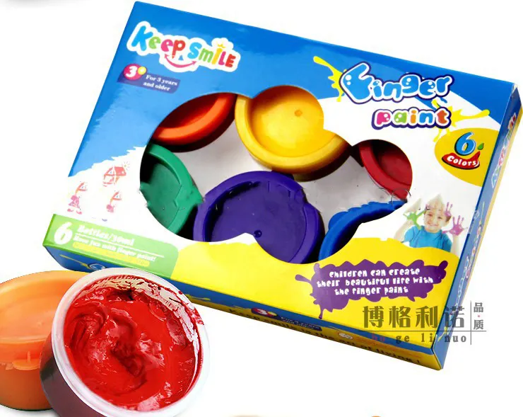 Non-toxic kids finger paints 6 colours set