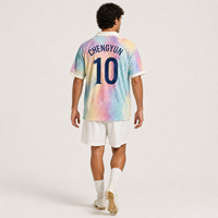 Camiseta de Fútbol con Estampado Tie Dye Psicodélico, Camiseta de Fútbol Retro con Arcoíris Pastel, Camiseta de Fútbol Personalizada