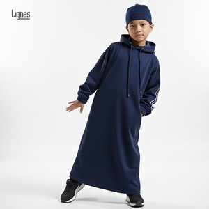 Custom Boy Muslim Middle Eastern Islamic Arabic Clothing Vintage Loose Long Sleeve Drawstring Pockets Full Length <strong>Hooded</strong> <strong>Robe</strong> - Product Image 6